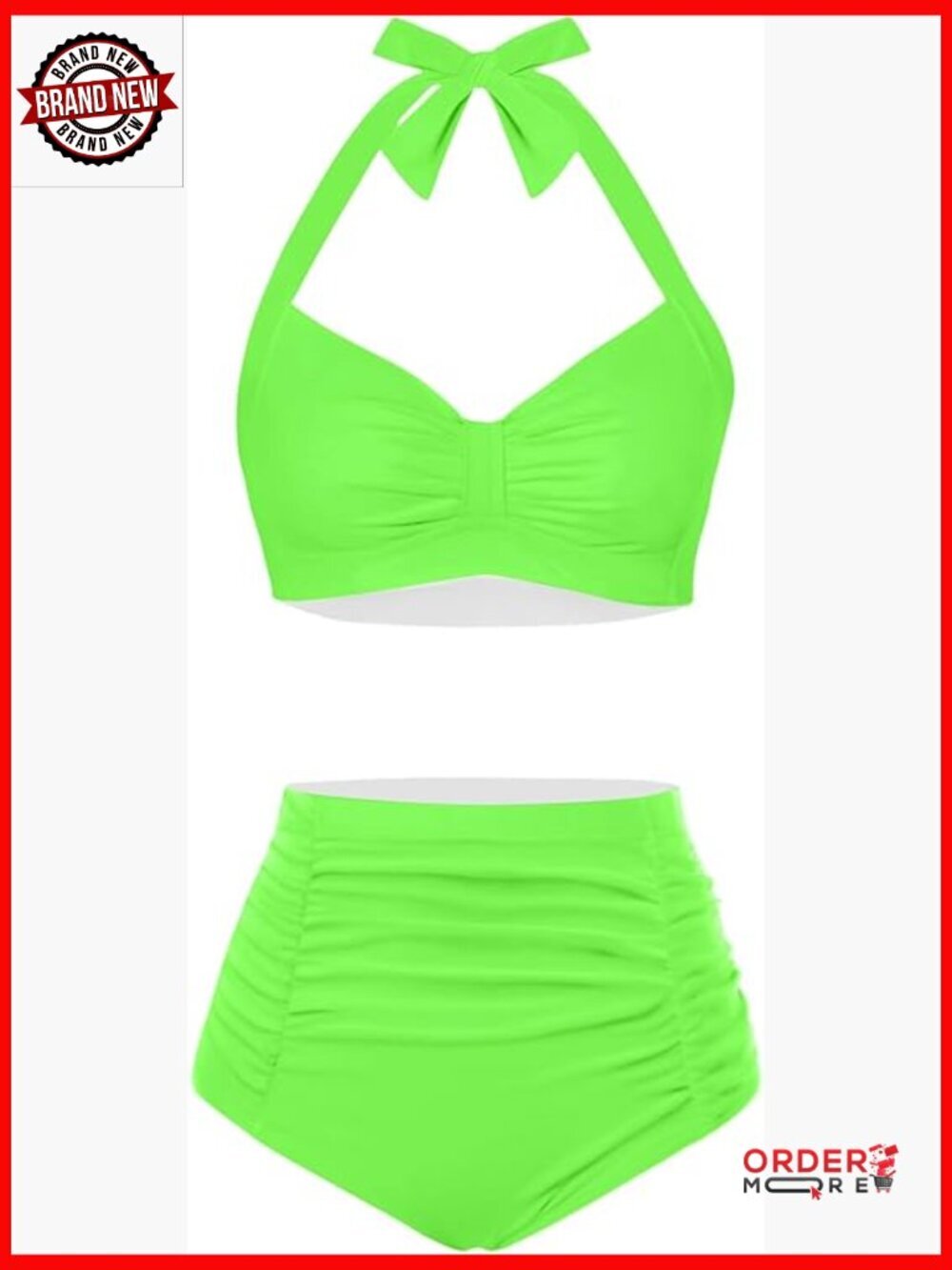 High Waisted Bikini Set Tummy Control Two Piece Halter Swimwear